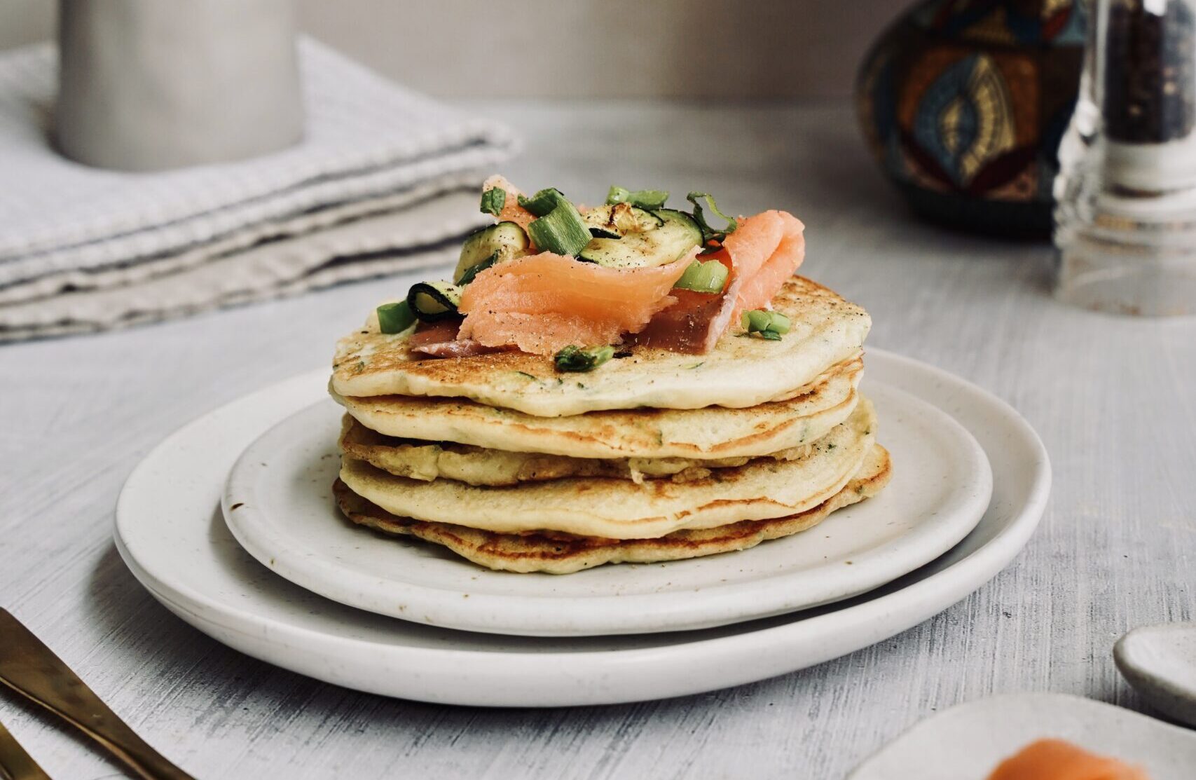 Zucchini & Smoked Salmon Pancakes - The Healthy Baker